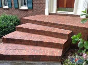 Clean brick steps after pressure washing